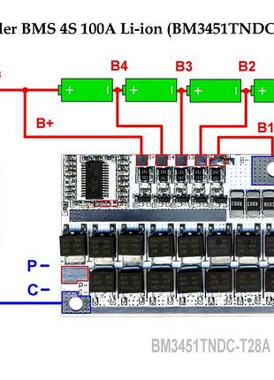 Контроллер bms 4s 100a li-ion