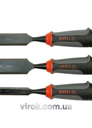 Стамески з полімерними ручками yato : b= 16-25-32 мм, crv. набір 3 шт. [10/30]