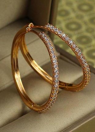 Серьги кольца xuping jewelry дорожка із камешков 3 см золотистые love-shopping
