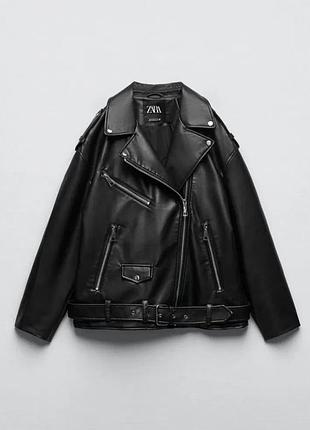 Кожанка zara чорна