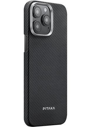 Чехол pc pitaka with magsafe для apple iphone 15 pro (6.1") black / grey