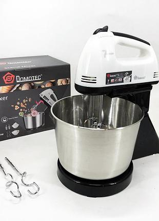 Ручной миксер для крема domotec r6637w 250 вт, миксер для взбивания кремов бытовой с венчиками at-12