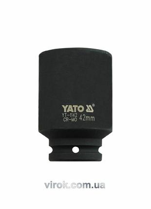 Головка торцева ударна 6-гранна yato : подовжена, квадрат 3/4", м= 42 мм, l= 90 мм [4/16]