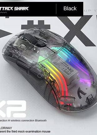 Миша бездротова ігрова attack shark x2 pro безшумна із зарядною базою 2,4g+bluetooth black
