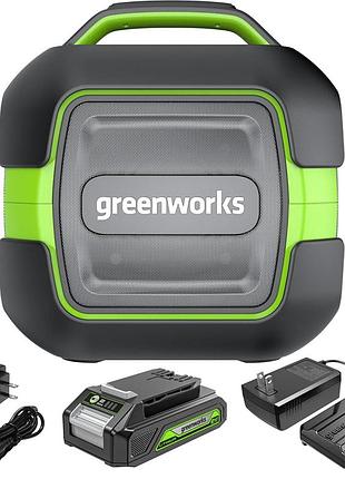 Портативная беспроводная bluetooth-колонка greenworks 24v мощностью 50 вт 24в / 110-240в с акб 2 ач