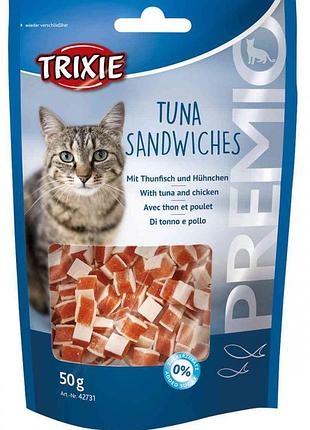 Premio tuna sandwiches-ласощі з тунцем для кішок, тріксі 42731 ласощі premio tuna sandwiches тунець 50гр 42731