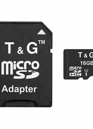 Карта пам'яті t&g (uhs-3) microsdhc class 10 - 16gb (з адаптером) чорний