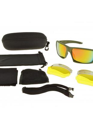 Окуляри тактичні polarized 4-лінзи олива