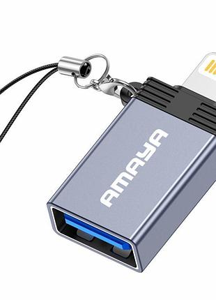 Переходник amaya 01ul lightning male to usb female usb3.0 grey