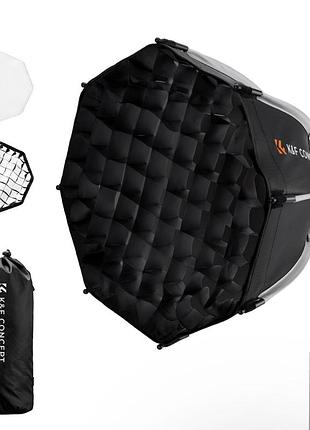 Мини октагональный софтбокс k&f concept 40см с креплением mini bowens, сотовой сеткой, рассеивателями для pl-6