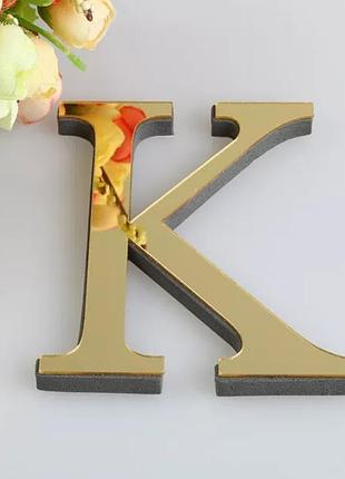 3d зеркальна золотая буква k наклейка 15 см высота