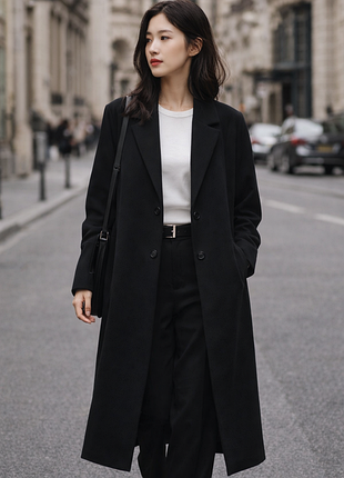 🖤 трендовое черное пальто oversize - силуэт "трапеция" (m/l) monki