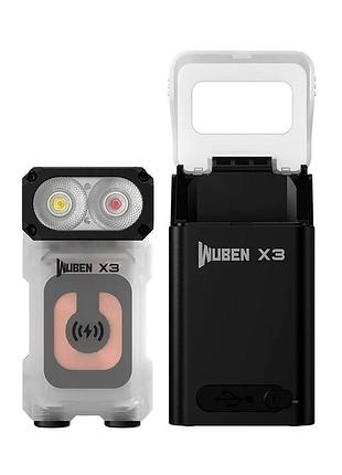 Универсальный ручной кемпинговый фонарик edc wuben x3 owl белый + зарядная коробка черная (700лм, 120м, магнит
