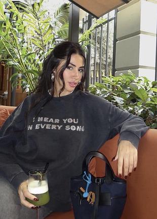 Світшот зі стразами з ефектом потертості zara