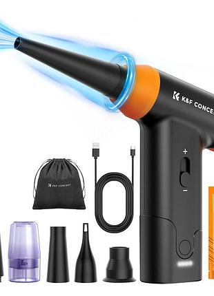 Ручний портативний турбовентилятор компресор k&f concept 14 in 1 комплект з насадками 150000 об./хв (sku.2318)