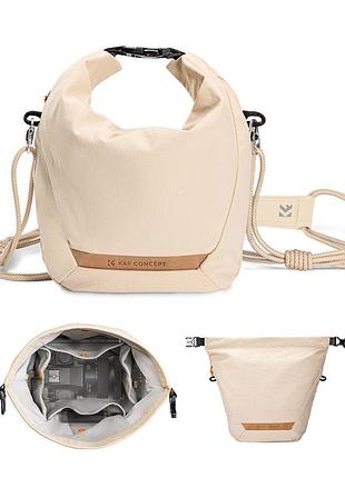 Легкая сумка на плечо для фотоаппарата k&f concept camera sling bag 5л urban wander u11 beige (kf13.168v1)