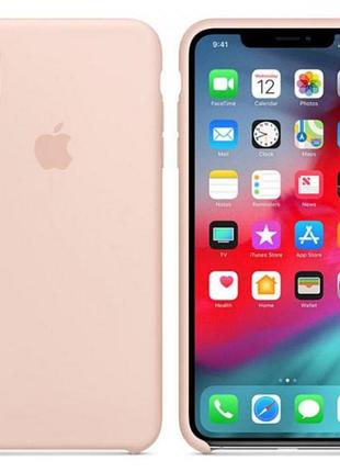 Чохол для iphone xs max силіконовий з мікрофіброю soft touch відкритий низ з логотипом apple pink sand