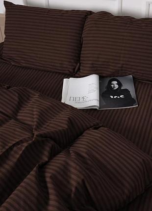 Полтораспальный комплект постельного белья страйп сатин dark choco 150х220 sp1.5-9