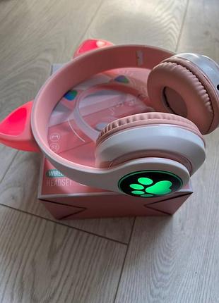 Безпроводные светящиеся наушники bluetooth кошачие ушки