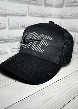 Чорна чоловіча бейсболка з сіткою, чорна кепка nike, тракер, 57-59