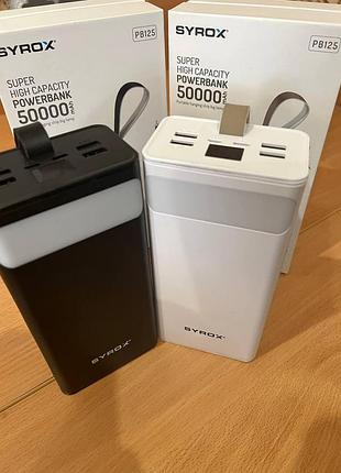 Повербанк syrox на 50000 mah зі швидким заряджанням повербанк для смартфона планшета чорний білий
