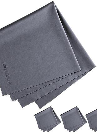 Салфетки из микрофибры k&f concept 40,6*40,6см серые для чистки оптики, объективов, экранов 4шт (sku.1690)