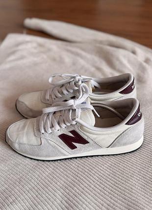 Демісезонні легенькі кросівки new balance 420 з шкіряними вставками сіро-молочні 40 рр 25 см