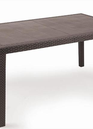 Обеденный пластиковый стол progarden prince 150x90x72 см коричневый, под ротанг