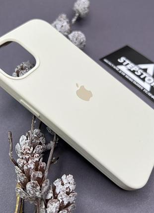 Чехол silicone case cover full для iphone 13 6.1 с микрофиброй силиконовый противоударный 45. молочный (antique white)