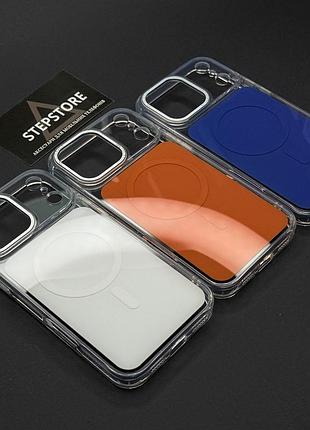Чехол для iphone 17 pro max clear case with magsafe с цветной крышкой и защитой на камере