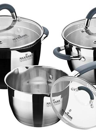 Набір каструль maxmark 6 пр (mk-vs5506d). 1,8л, 2л, 3л