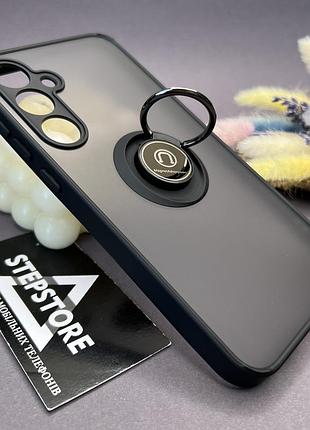 Чехол для samsung a55 (а556) матовый с кольцом-держателем защитой камеры противоударный магнитный