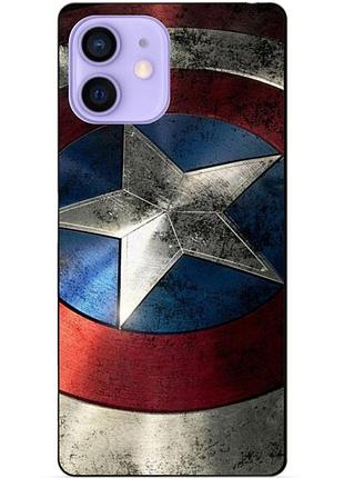Силиконовый чехол бампер для iphone 12 с рисунком капитан америка супергерой marvel