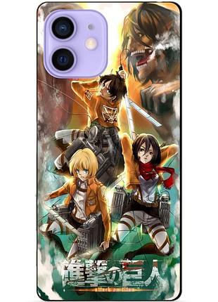 Силиконовый чехол бампер для iphone 12 с рисунком атака на титанов attack on titan