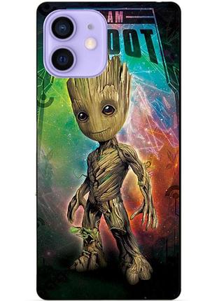 Силиконовый чехол бампер для iphone 12 с рисунком groot грут стражи галактики