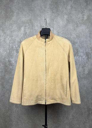 Замшевая куртка-бомбер bally beige suede leather размер us 10 / l