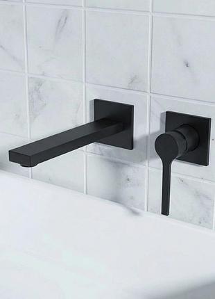 Чорний змішувач для умивальника прихованого монтажу nett qb-22