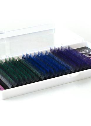 Ресницы viva lash ombre с цветными кончиками 20 линий микс длин 10-11-12, c+, 0.10