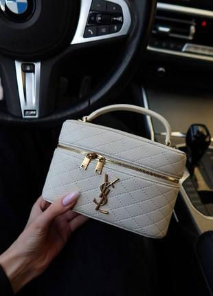 Сумка sa*nt la*rent gaby vanity leather shoulder bag whie gold  арт gen002
