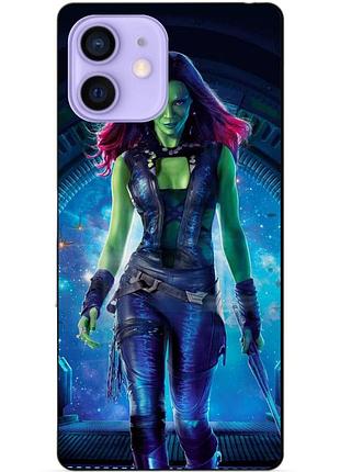 Силиконовый чехол бампер для iphone 12 с рисунком гамора стражи галактики gamora