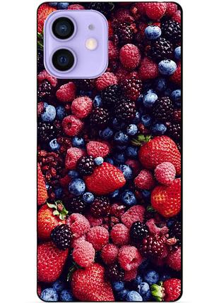 Силиконовый чехол бампер для iphone 12 с рисунком ягоды