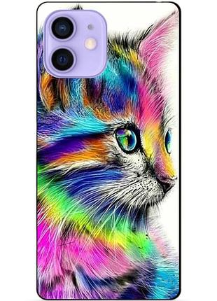 Силіконовий чохол бампер для iphone 12 з малюнком акварельний кіт