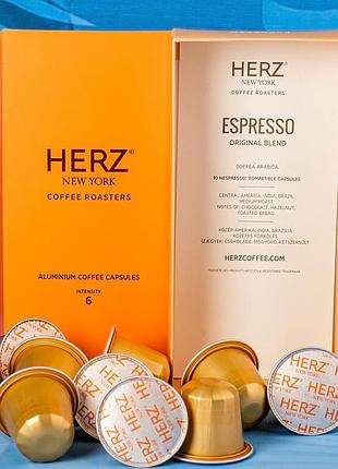 Капсульна кава herz new york espresso, 10 капсул (сумісні з nespresso)