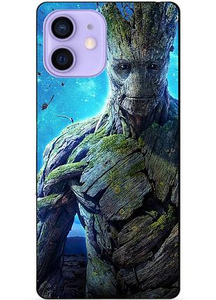 Силиконовый чехол бампер для iphone 12 с рисунком грут groot стражи галактики