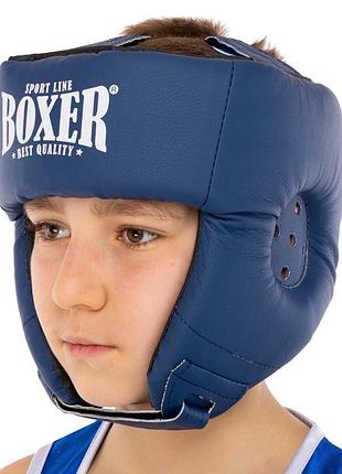 Шолом боксерський відкрита штучна шкіра boxer m-l кольору в асортименті синій, l