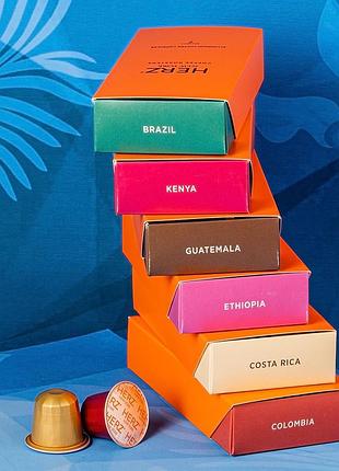 Набор капсульного кофе herz new york world origins (60 капсул, совместимые с nespresso original)