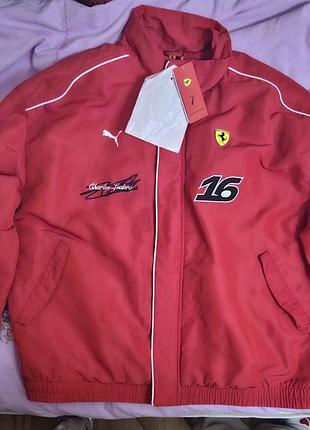 Куртка унисекс puma charles leclerck racing jacket designed for scuderia ferrari f1 fans, xl rosso corsa cl