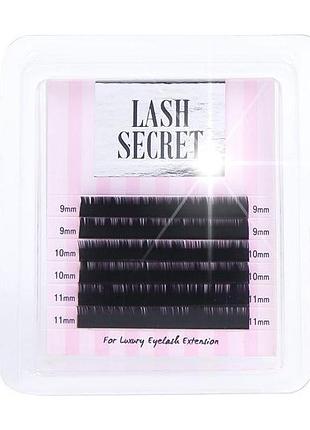 Ресницы lash secret (леш сикрет) на ленте для наращивания, черные, mini (6 линий) c, 0.10, 14.15.16