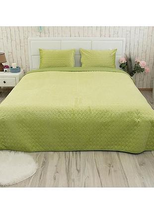 Покрывало двусторонее руно 220x240 см - велюр green banana зеленый (22250)