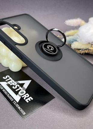 Чехол для samsung a37 (а376) матовый с кольцом-держателем противоударный магнитный с подставкой